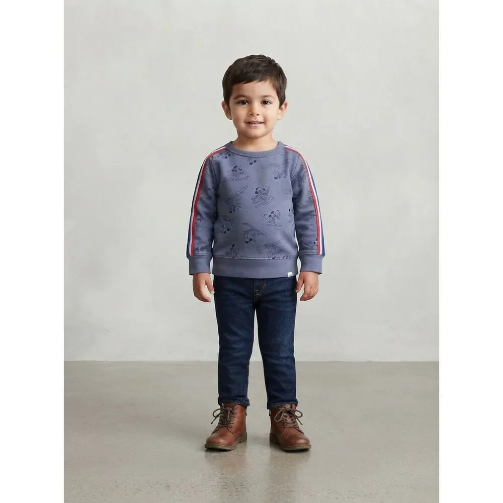 Baby Gap Disney Mickey Mouse Ski Sweatshirt Navy Blue Stripe 18-24M